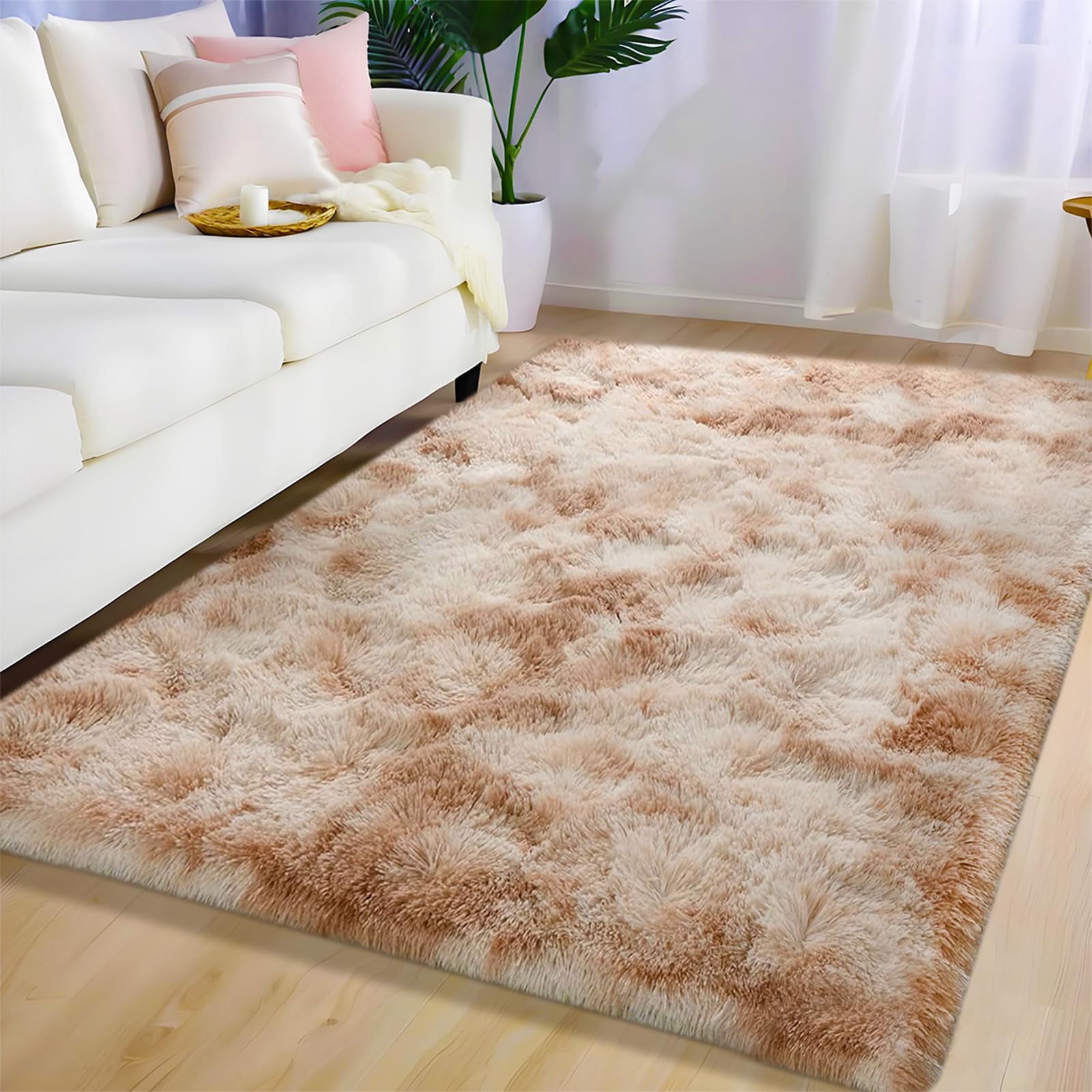 Tapis de chambre fille marron clair 200x200 fini les sols froids avec ce tapis moelleux