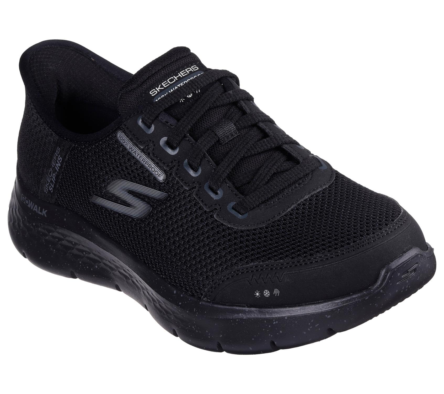 Skechers Women's Go Walk Flex Clear Creek Sneaker, Black Textile/White Trim, 3.5 UK
