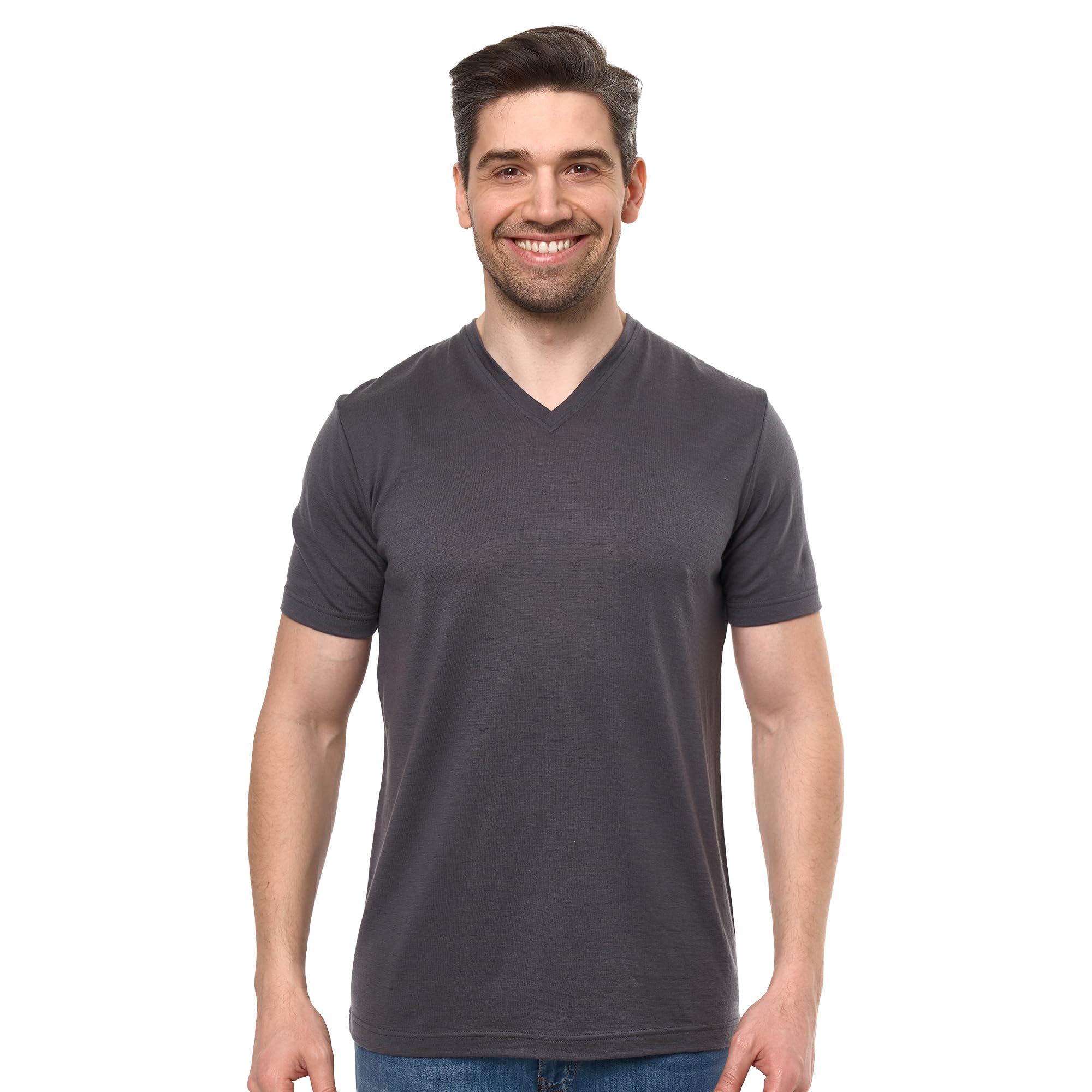 Merino.tech T Shirt Lana Merino - Intimo Termico Uomo Lana Merinos - Maglietta Trekking Uomo con Strato Base Leggero