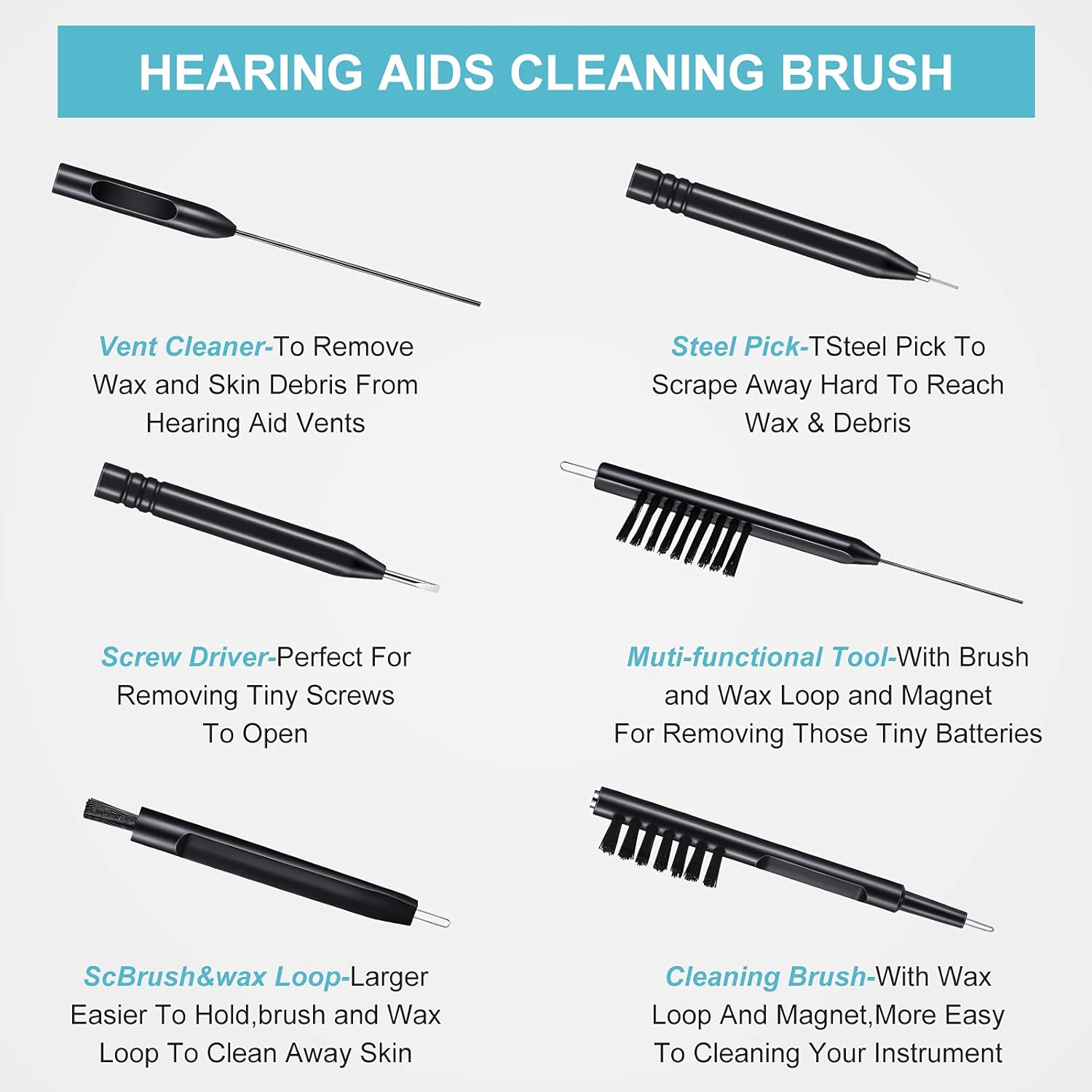 3 Packs Hearing Aid Ear Wax Guard Filters with 6 Pieces Hearing Aid Cleaning Tools Hearing Aid Amplifier Cleaning Brush with Wax Loop and Magnet Hear Aid Cleaning Kit with Velvet Bag : Health & Household