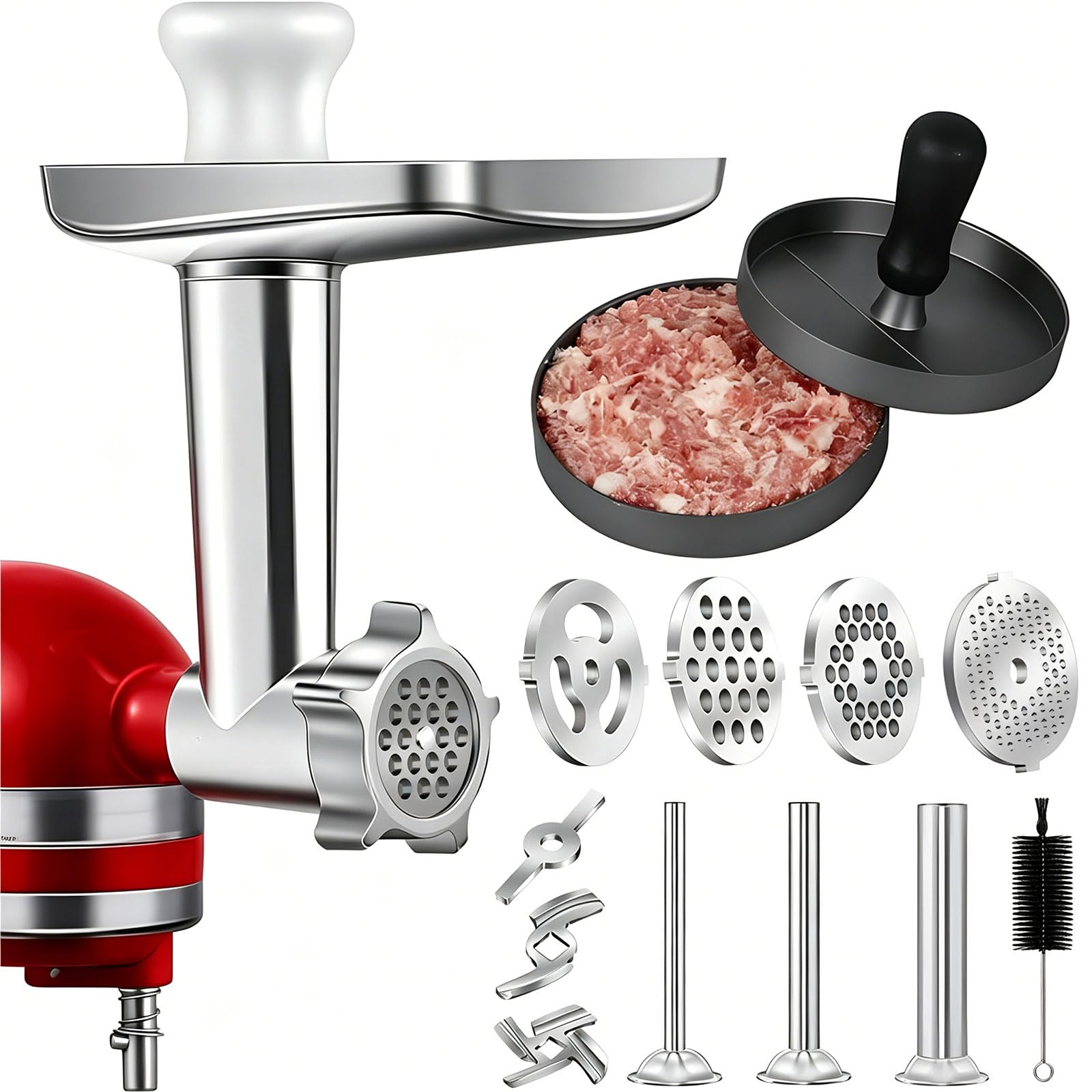 Set accessori per tritacarne e insaccatrice in metallo, accessorio da cucina per robot da cucina per la preparazione quotidiana della carne e tritare a casa Accessorio per tritacarne per mixer