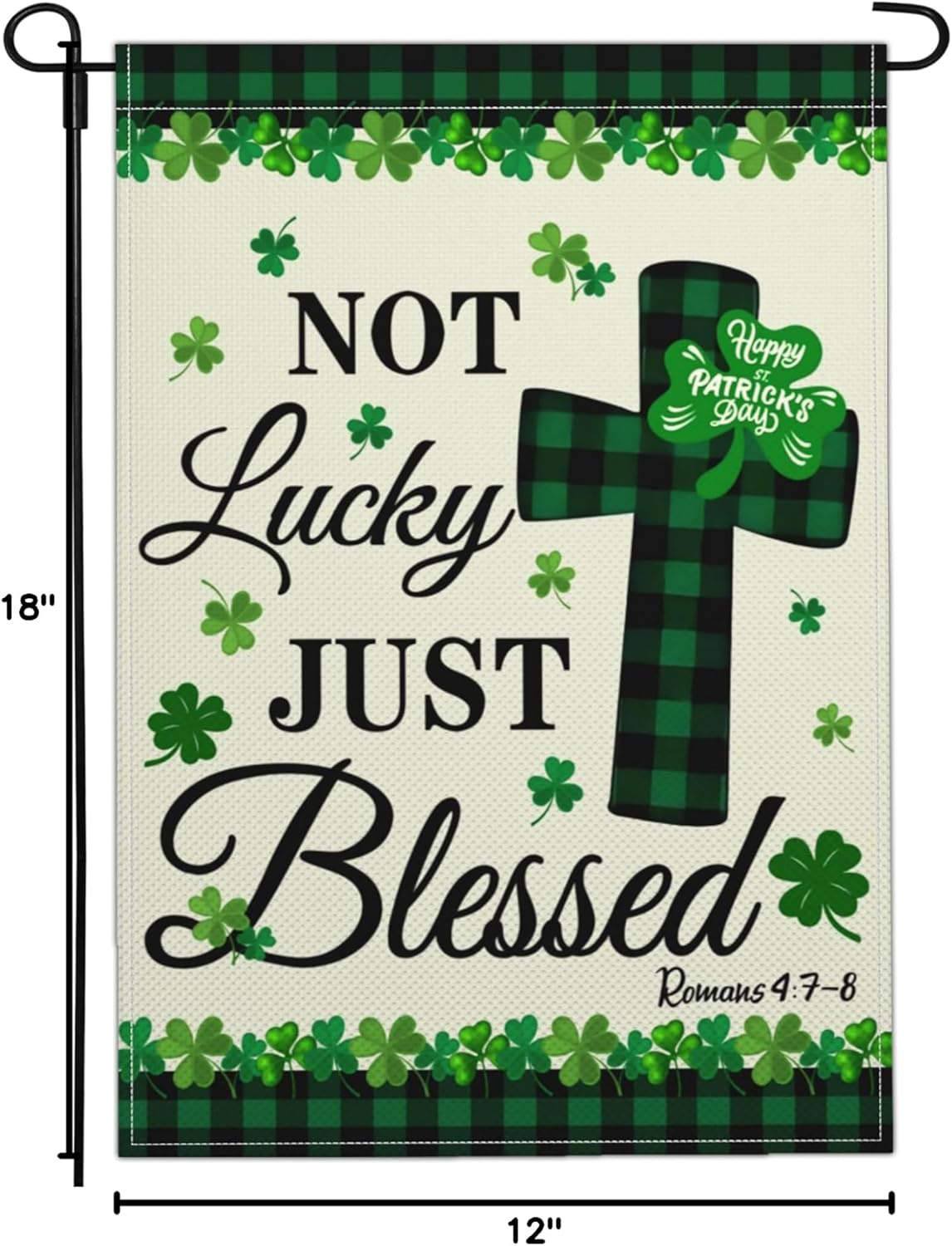 St Patricks Day Garden Flag 12×18 Inch Double Sided Happy St Patrick's Day Yard Garden Flags for Outside Shamrock Lucky Irish Blessing Garden Flag Outdoor House Holiday Decorations - Image 8