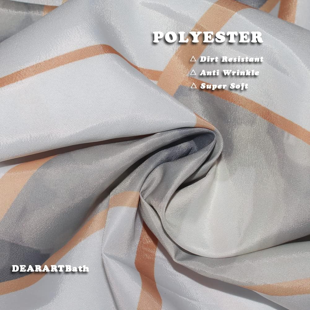 DEARARTBath Marble Gold Border Shower Curtain Liner, 72''W × 72''L inch Fabric Cloth Shower Curtain Set with Grommet & Hooks, Water Resistant Waterproof Washable, Easy Clean