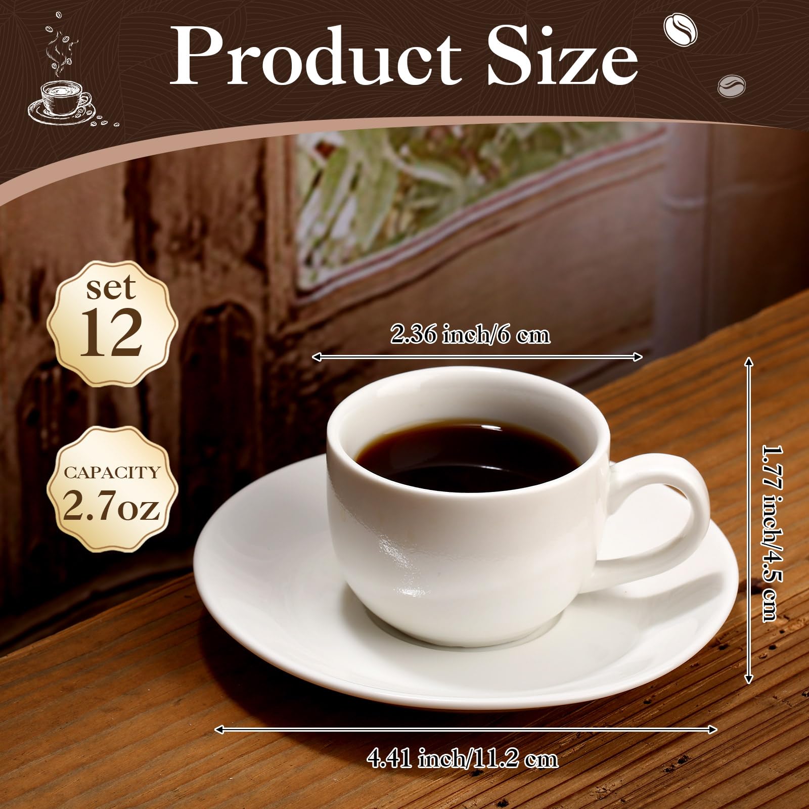 Amazon.com | Maxdot 12 Set 2.7 OZ Porcelain Espresso Cups with