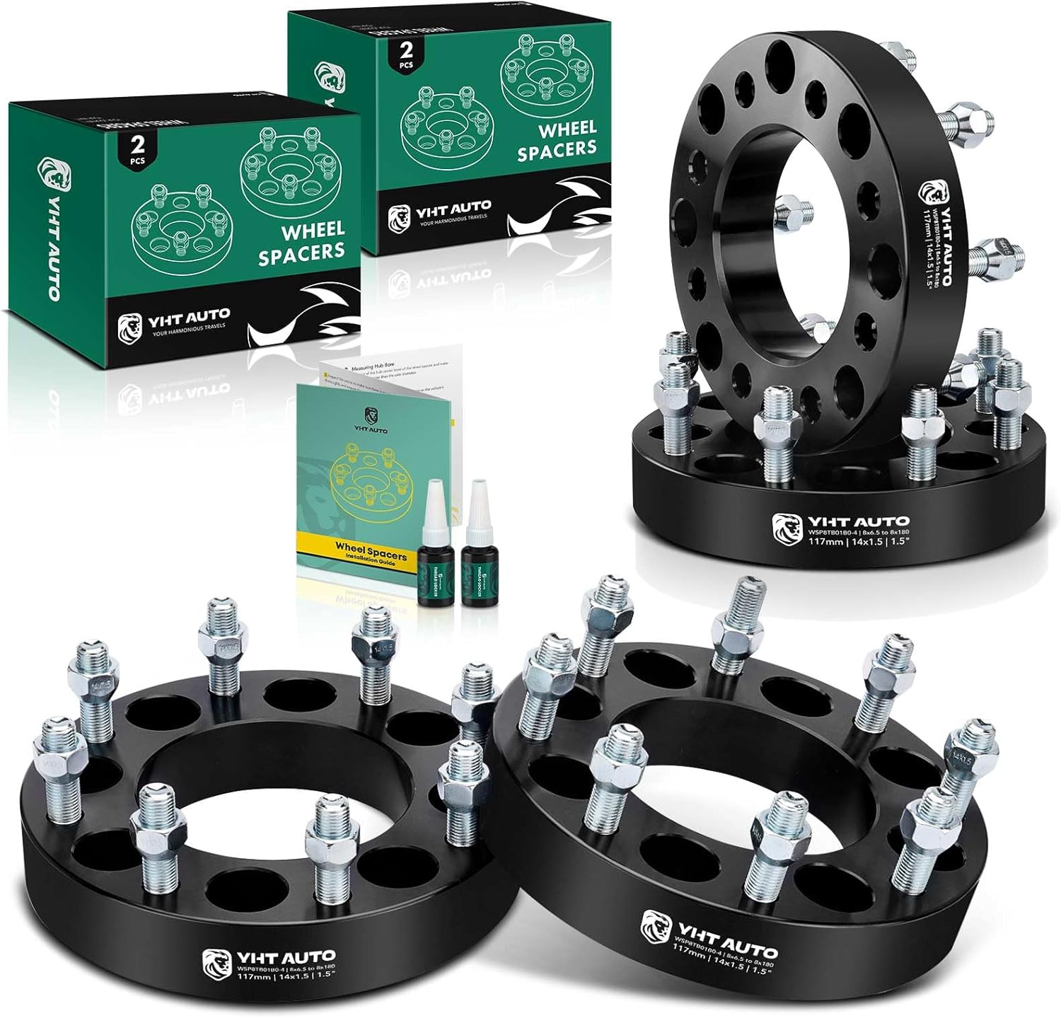 YHTAUTO 4PCS 8x6.5 to 8x180 Wheel Adapters 1.5 inch Fits