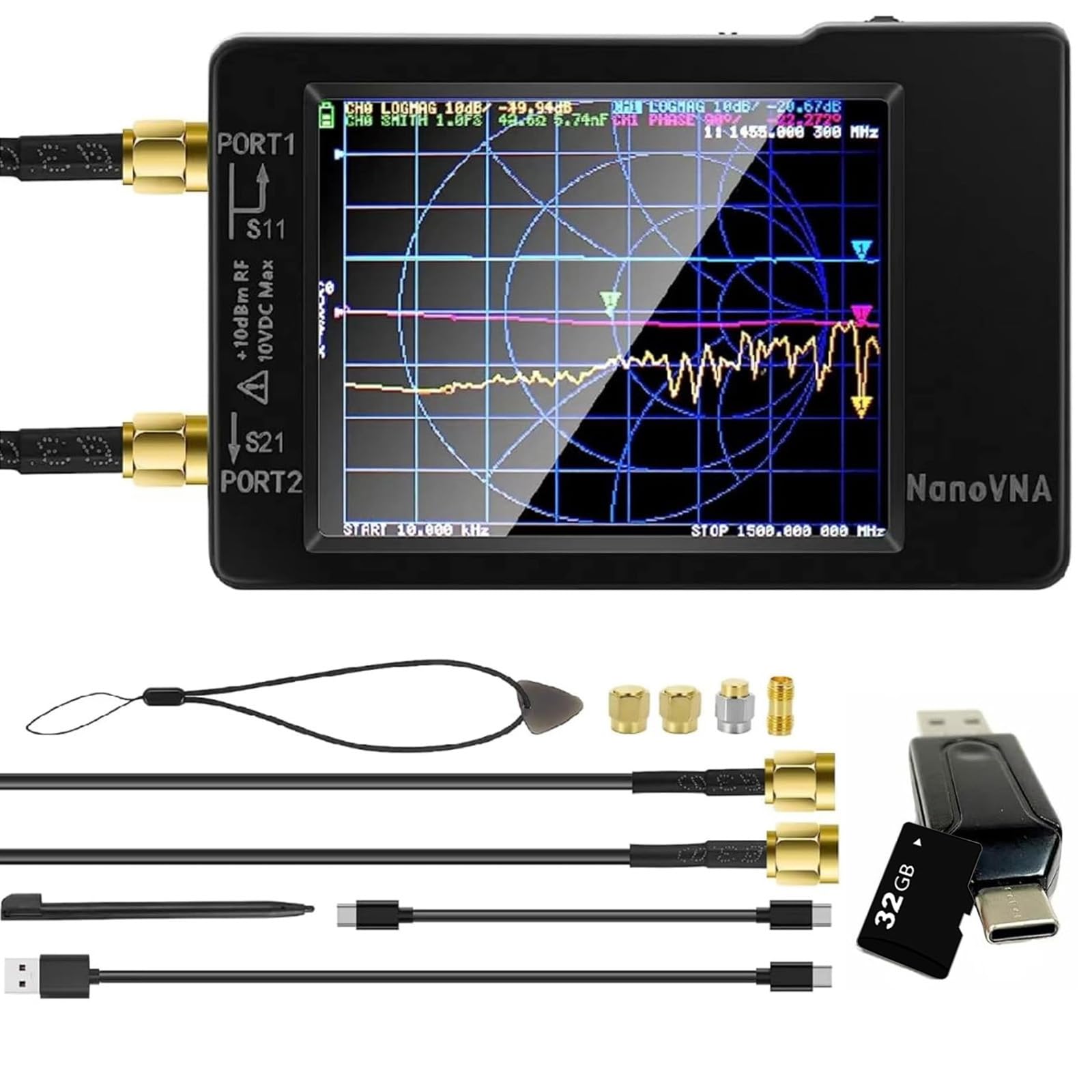 Photo 1 of [Upgraded] AURSINC NanoVNA-H Vector Network Analyzer Latest HW Version 3.7, 9KHz -1.5GHz Antenna Analyzer with 32GB SD Card Support Data Storage, Measuring S Parameters, SWR, Phase, Delay, Smith Chart