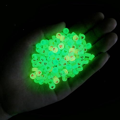 Miniatura 2 de 500 cuentas acrílicas luminosas de 0.276 in que brillan en la oscuridad, para hacer pulseras, collares, joyas (corazón colorido)