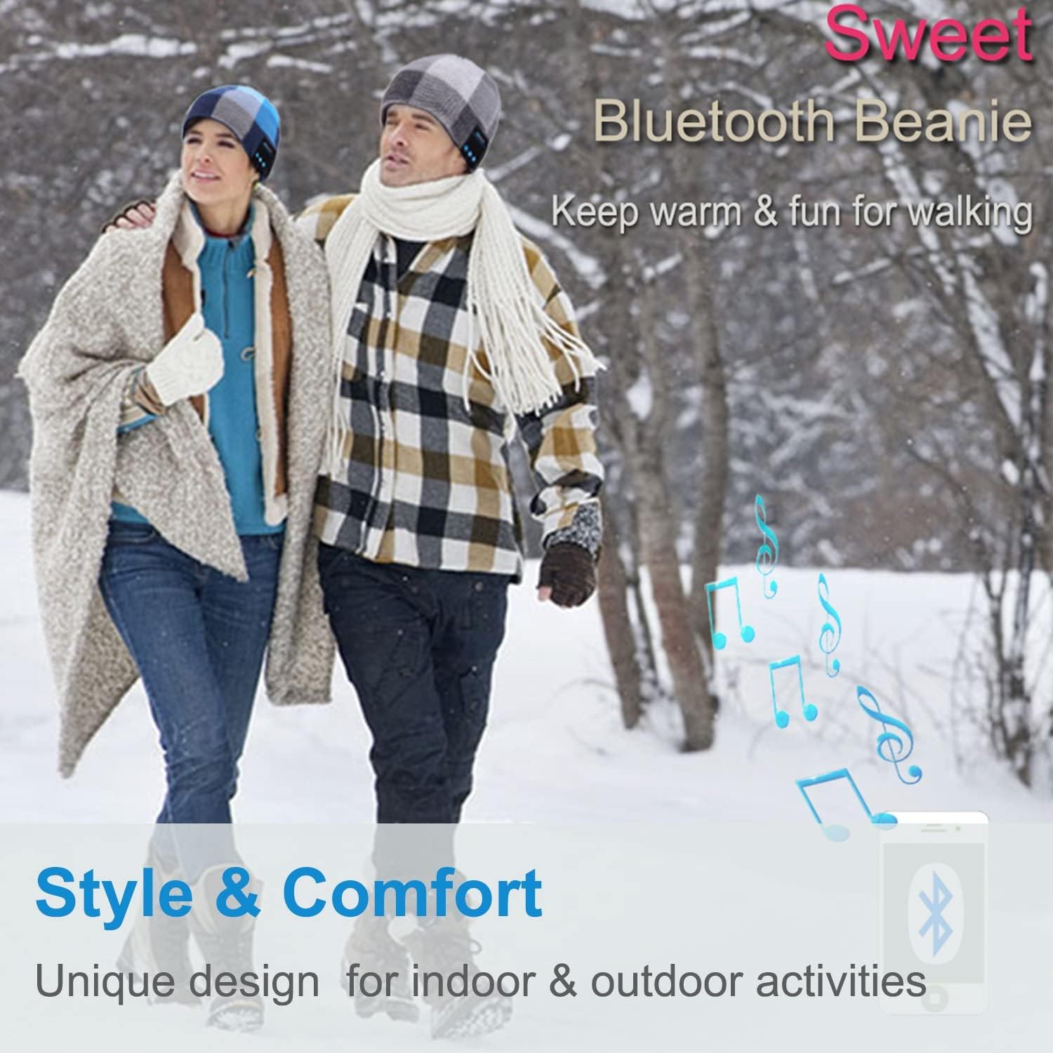 ROTIBOX Bluetooth Beanie Hat Wireless Headphone for Outdoor Sports Xmas Gifts Stocking Stuffers