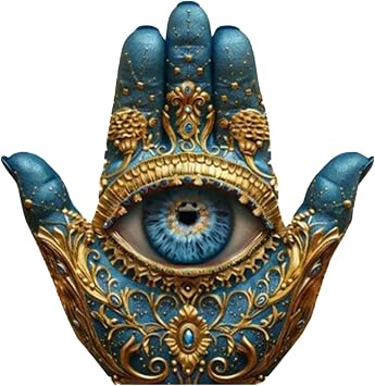 Palm Sculpture - Evil Eye Decor, Lucky Hamsa Hand Wall Decor | Hand Wooden Display Shelf, Evil Eye Decor Sculpture Home Decor Statue Ornament Bookshelf Desk Mantel