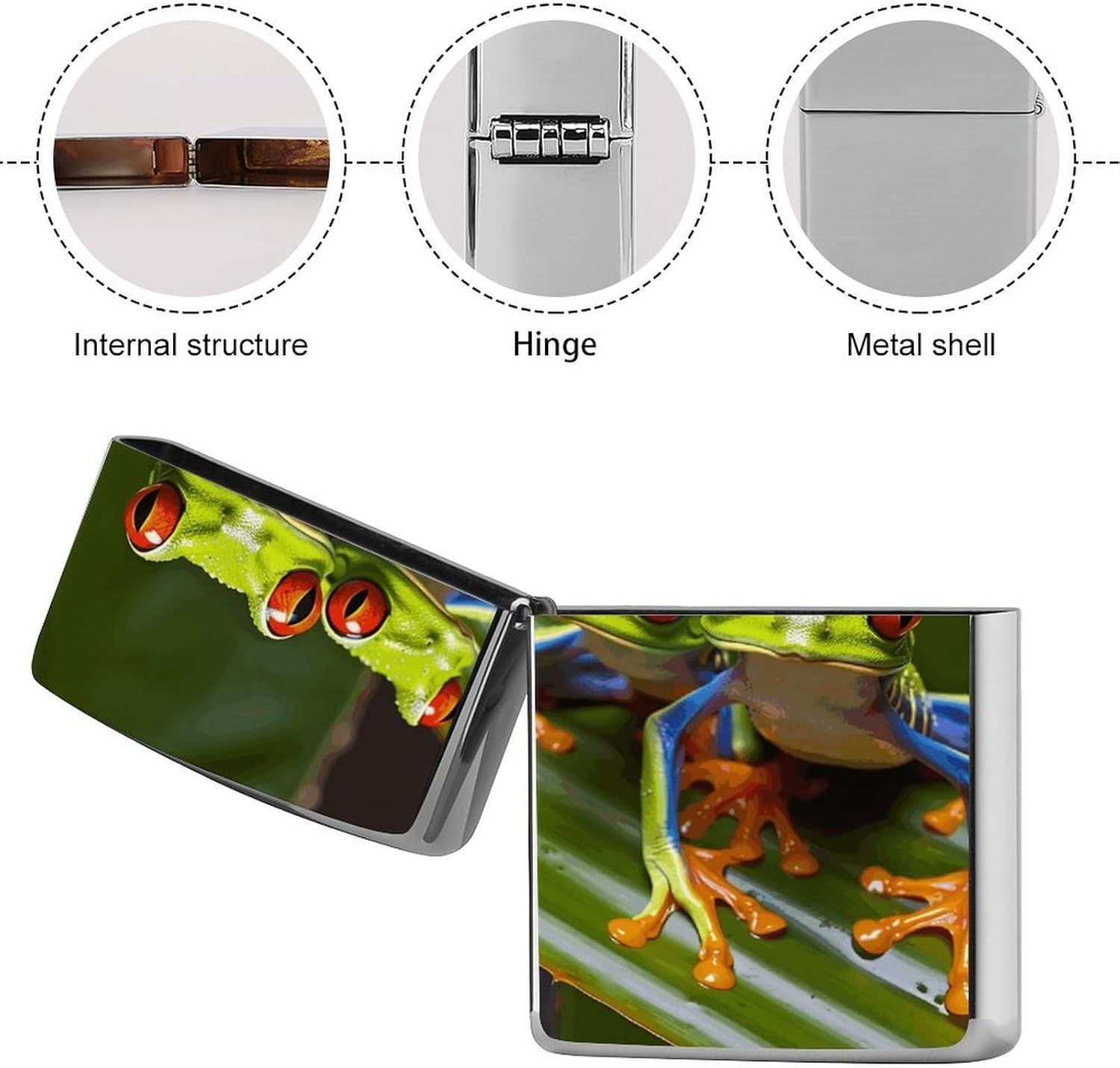 Red Eyed Tree Frog Lighter Case Cover Metal Lighter Pouches image 5