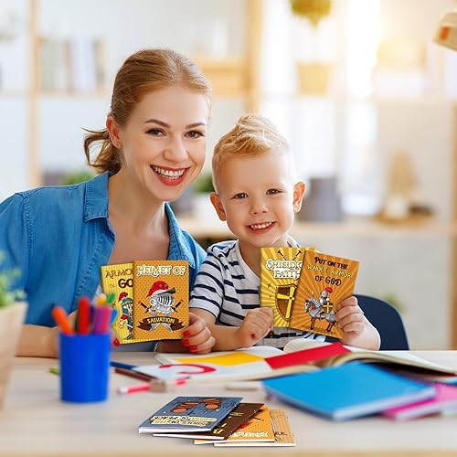 Miniatura 5 de Sumind 24 cuadernos de armadura de Dios, versículos bíblicos a granel, bloc de notas motivacionales, recuerdos de fiesta de caballero medieval,