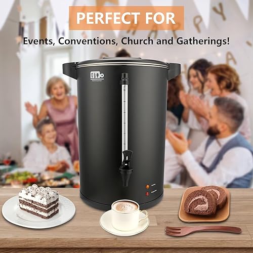 Miniatura 8 de Urna de café comercial de 30 tazas de 6 L, 750 W, cafetera de doble pared de percolado, dispensador de urna de agua caliente de acero inoxidable con