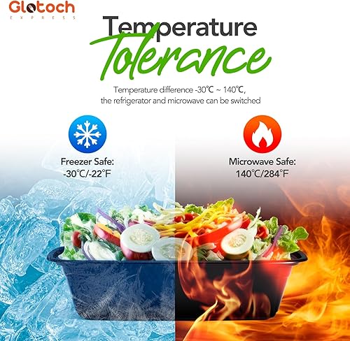 Vista 71 de Glotoch Contenedores reutilizables para preparación de comidas, paquete de 50 recipientes de plástico de 32 onzas con tapas, sin BPA, aptos