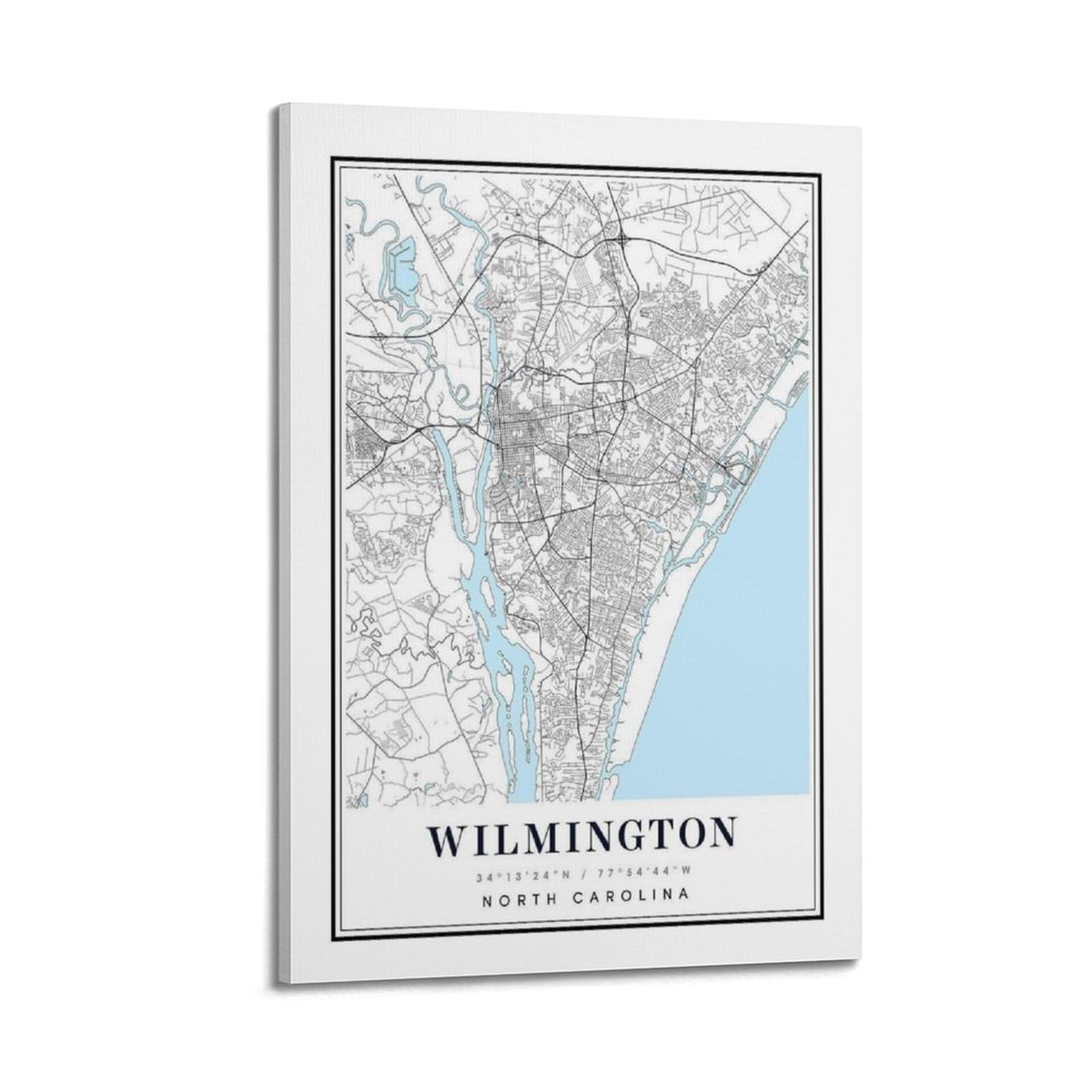 xiaoxiaoshen Wilmington North Carolina Map Canvas Poster Wall Art Prints Room Aesthetic Murals Bedroom And Living Decorations 20x30inch(50x75cm)