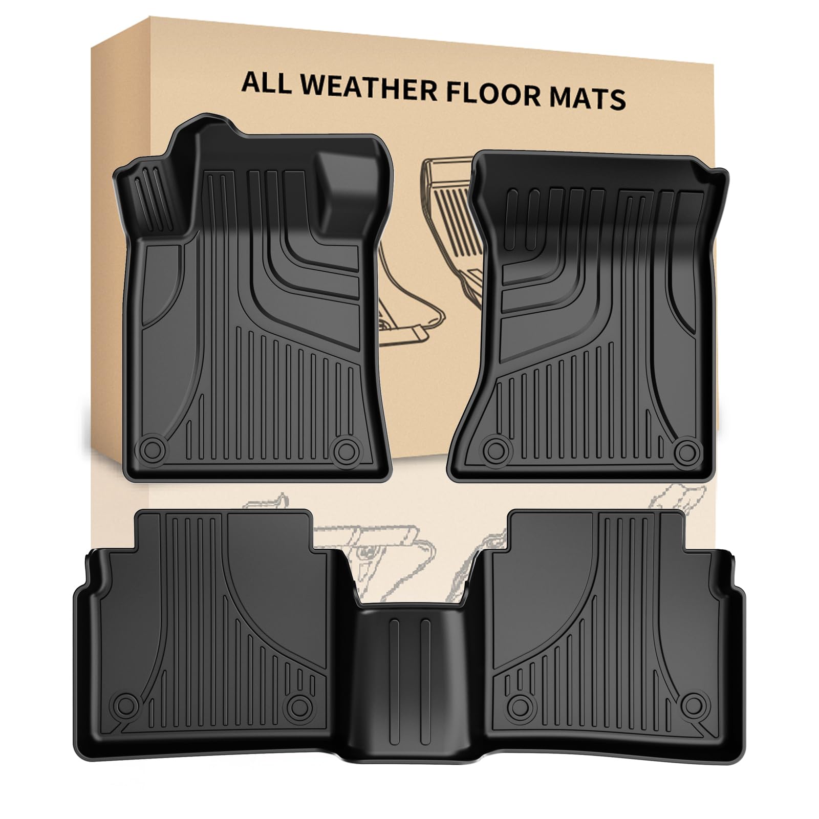 Photo 1 of Original Floor Mats for 2019-2024 Nissan Altima All Models - Custom Fit Automotive TPE Floor Liners - All Weather Car Floor Mats for Nissan Altima 2019-2024 1st & 2nd Row Full Set Rubber Floor Liners