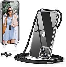 GOODVISH Transparent Cover with Lanyard for iPhone 13 6.1 inch, Case with Adjustable Necklace for iPhone 13, [Shockproof] [Scratch-Resistant] [Anti-Slip] Case with Strap Strap, Black