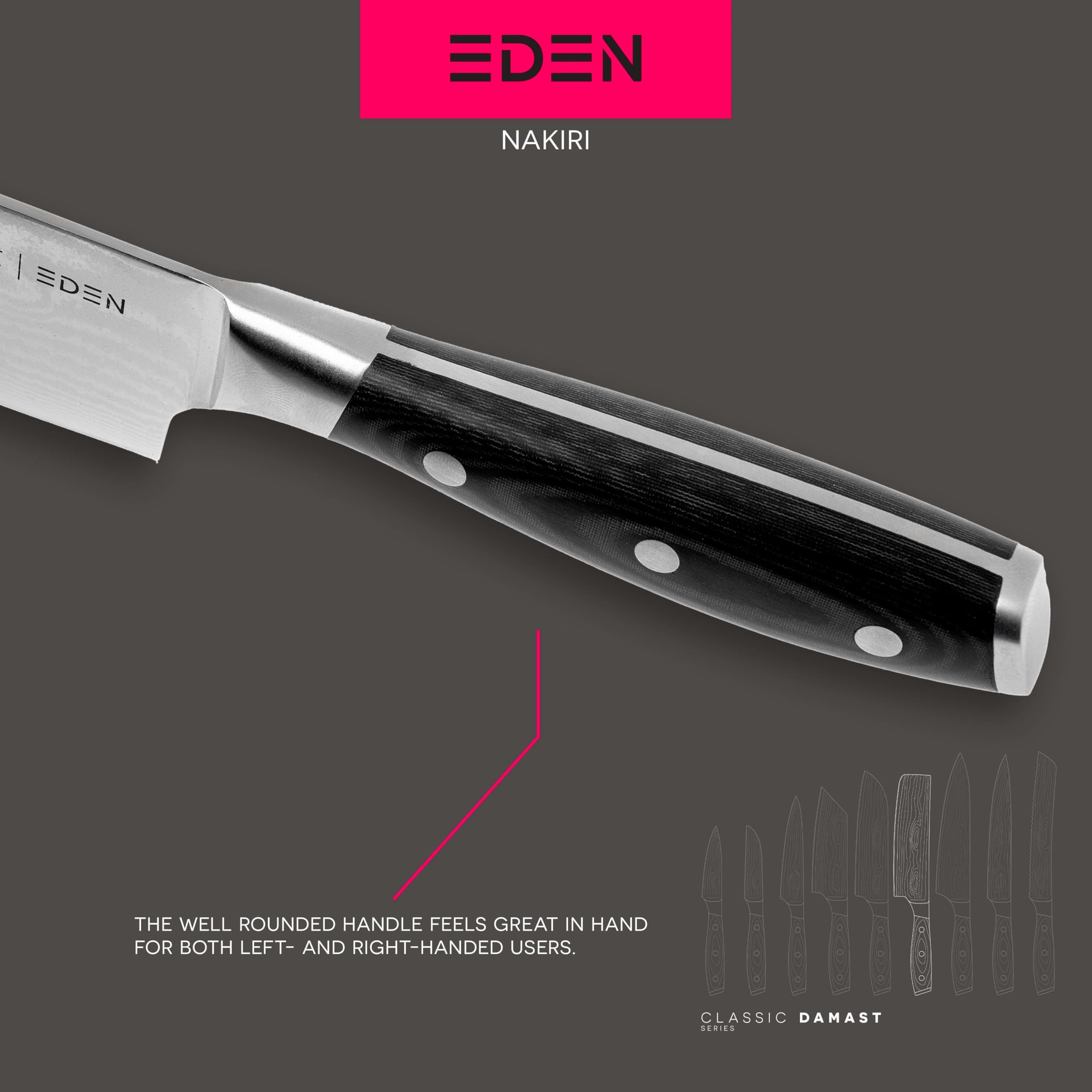 Eden Classic Damast Nakiri 16,5 cm Küchenmesser EQ2030-116 Japanisches Küchenmesser für Gemüse, Damaststahl