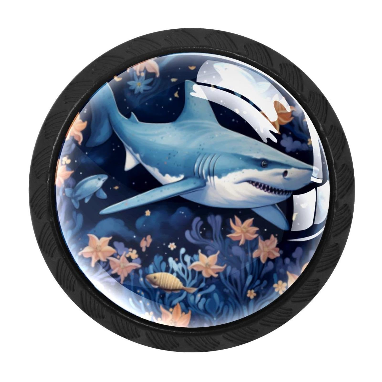 CHENZZZZ 4 Pack Starry Sky Shark Kitchen Cabinet Knobs Drawer Knobs Door Dresser Handles for Personalized Gifts Great for Any Occasion