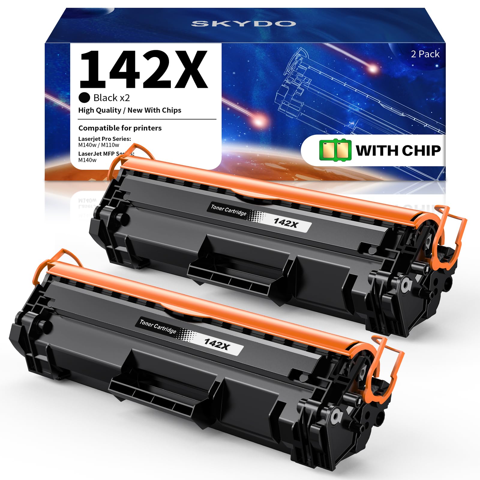 Skydo 142X Toner Kompatibel für HP 142X W1420X 142A W1420A mit Chip Kompatibel für HP LaserJet M110 M110w MFP M139 M139w M140 M140w Drucker (2er-Pack, Schwarz)