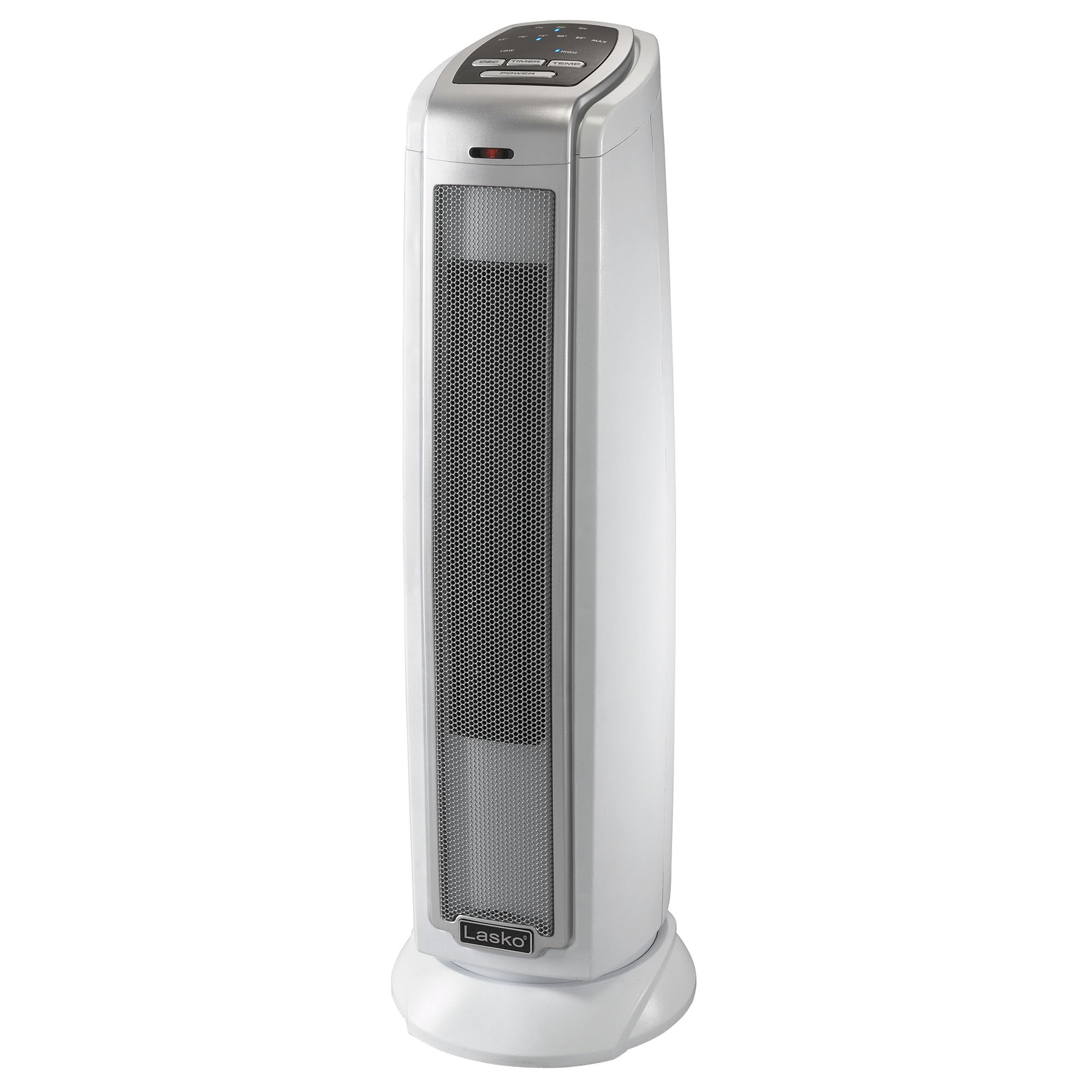 Lasko Oscillating Ceramic Tower Space Heater for Home with Overheat Protection, Timer, 22.5 Inches, Silver, 1500W, 5775, 7.5″L x 7.1″W x 22.75″H