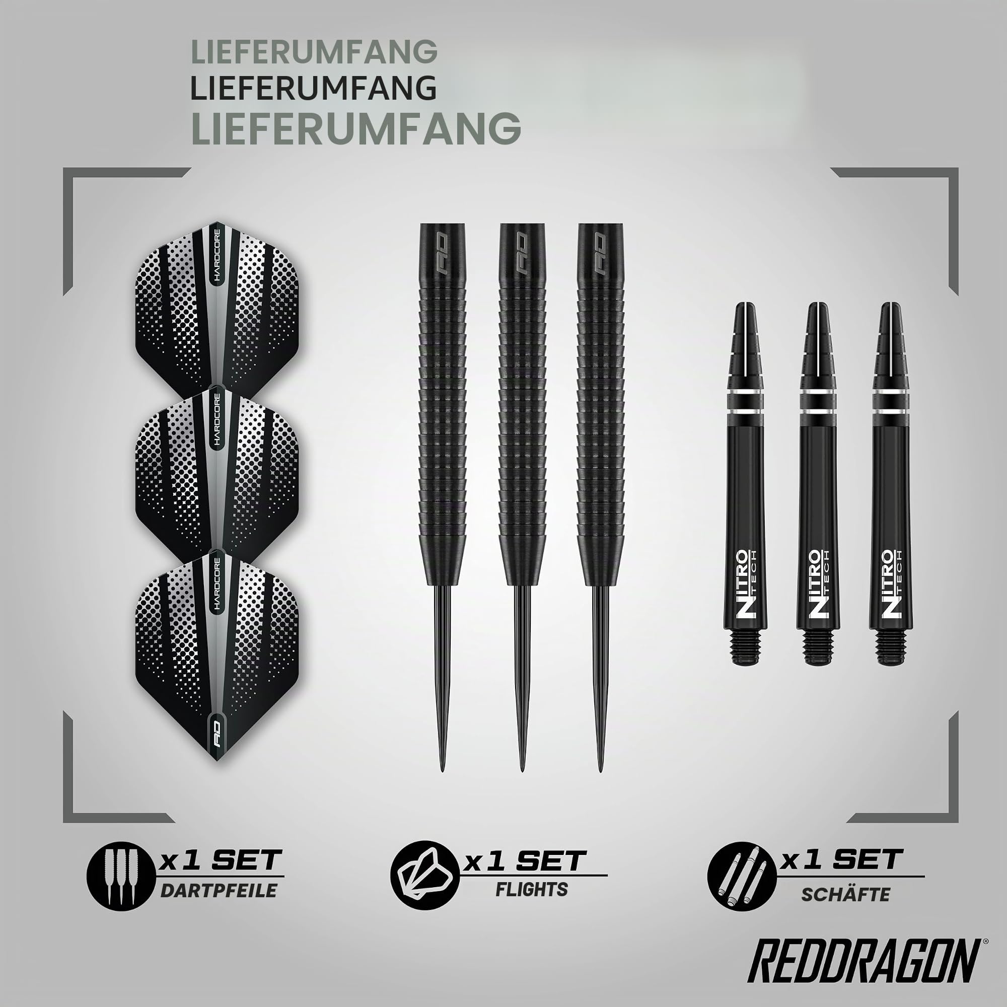 RED DRAGON Darts Razor Edge Schwarz Dartpfeile – 85% Wolfram Steeldarts | 20g, 22g, 23g, 24g, 26g, 28g | Profi Dart Set mit Flights & Schäften