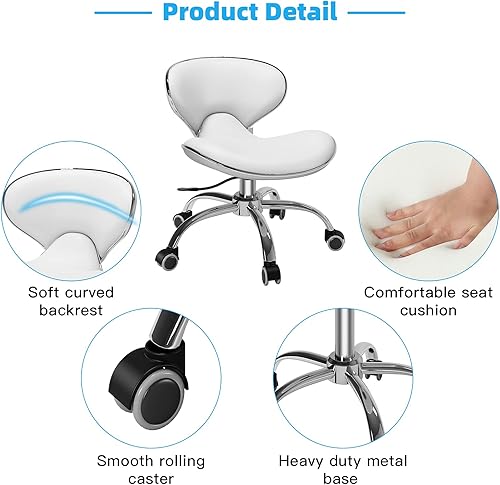 Vista 12 de Silla de pedicura para tecnología de uñas, altura ajustable, tipo reloj de arena ergonómico, soporte de espalda giratorio, perfecto para masajes