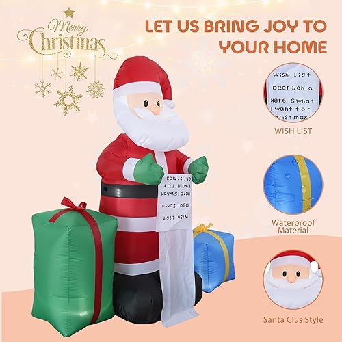 Vista 19 de Bonito Papá Noel inflable de Navidad de 4 pies con luces LED integradas, decoración inflable de Navidad para interiores y exteriores, decoración