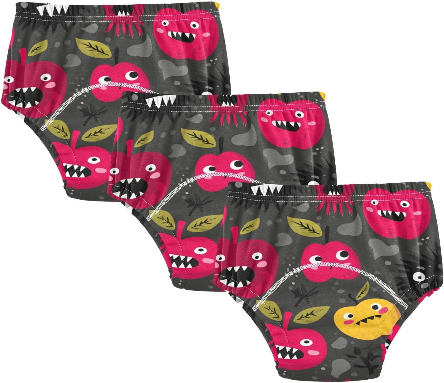 Baby Boys Potty Training Toilet Pants Soft Cotton Monsters Fruit Gray and Red Nighttime Potty Training Underwear
