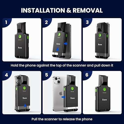 Miniatura 8 de Eyoyo Escáner de código de barras de teléfono con clip trasero Bluetooth, lector de código de barras inalámbrico QR 1D 2D con batería recargable de