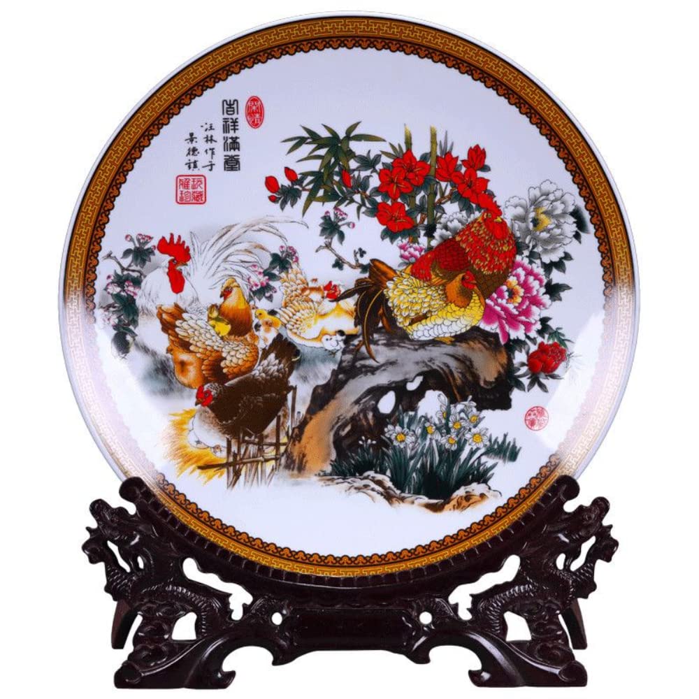 BKHsgDXJ Decorative ceramics Decorative Ceramics Hanging Plates, Cera 26cm Jingdezhen Ceramic Porcelain Rooster