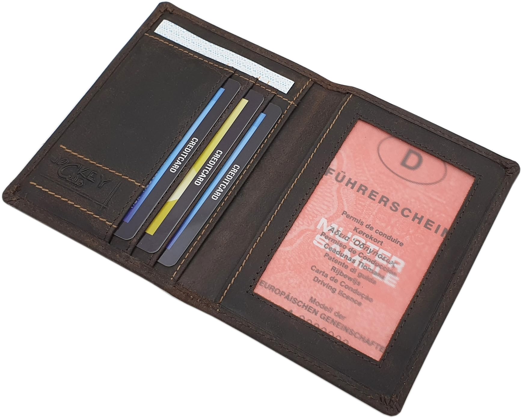 myledershop Etui na dowód osobisty ze skóry bydlęcej z ochroną RFID i NFC, brązowy, Einheitsgröße, Kieszeń na dowód osobisty
