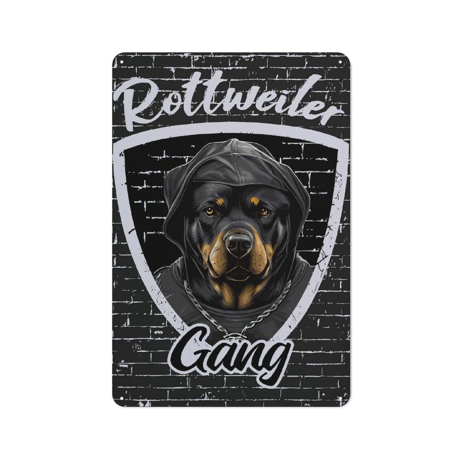 Junmoney Style-21 Hip Hop Rottweiler Gang Classic Metal Wall Decor 30X20cm, Metal Sign For Cafe, Pub, Workshop Or Home Bar, Small Accent For Blank Walls