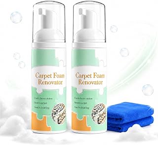 2PCS Waterless Carpet Foam Stain Remover With Towel, 2027 Carpet Foam Renovator, Deep Clean Carpet Cleaner, for Car Interior, Couch, Carpets & Upholstery (2PCS)