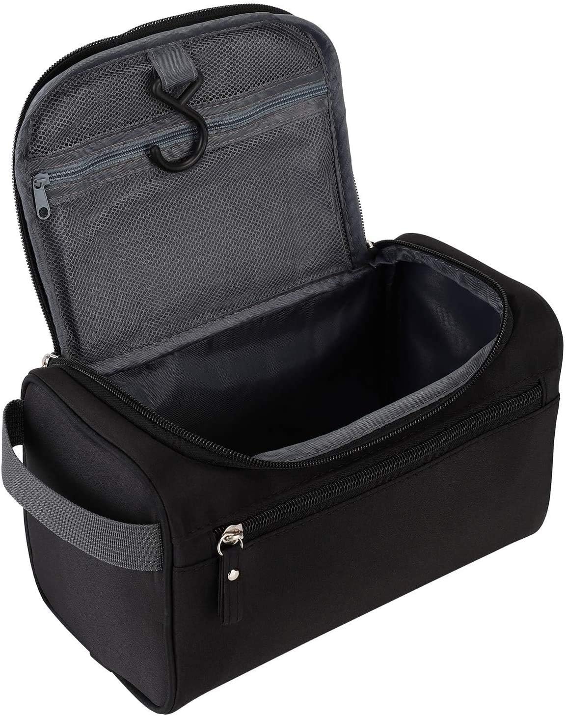 MNBMen Travel Wash Bag Canvas Organizer Du Shaving Kit (black,Black 01A-