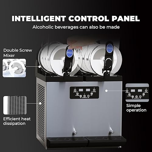 Miniatura 3 de Máquina comercial de granizado - 30L Tanques Máquina comercial para hacer granizados 110 V 1000 W 304 acero inoxidable 304 Máquinas Margarita