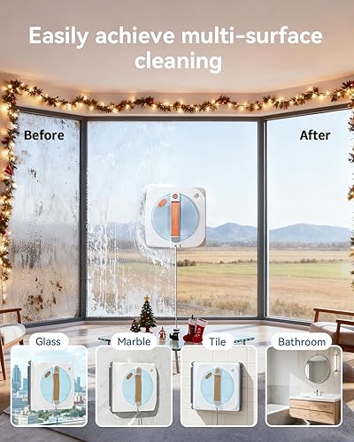 Miniatura 2 de Robot de limpieza de ventanas con 8000 Pa, limpiador automático de ventanas con planificación inteligente de caminos, anticaídas de 15 etapas,