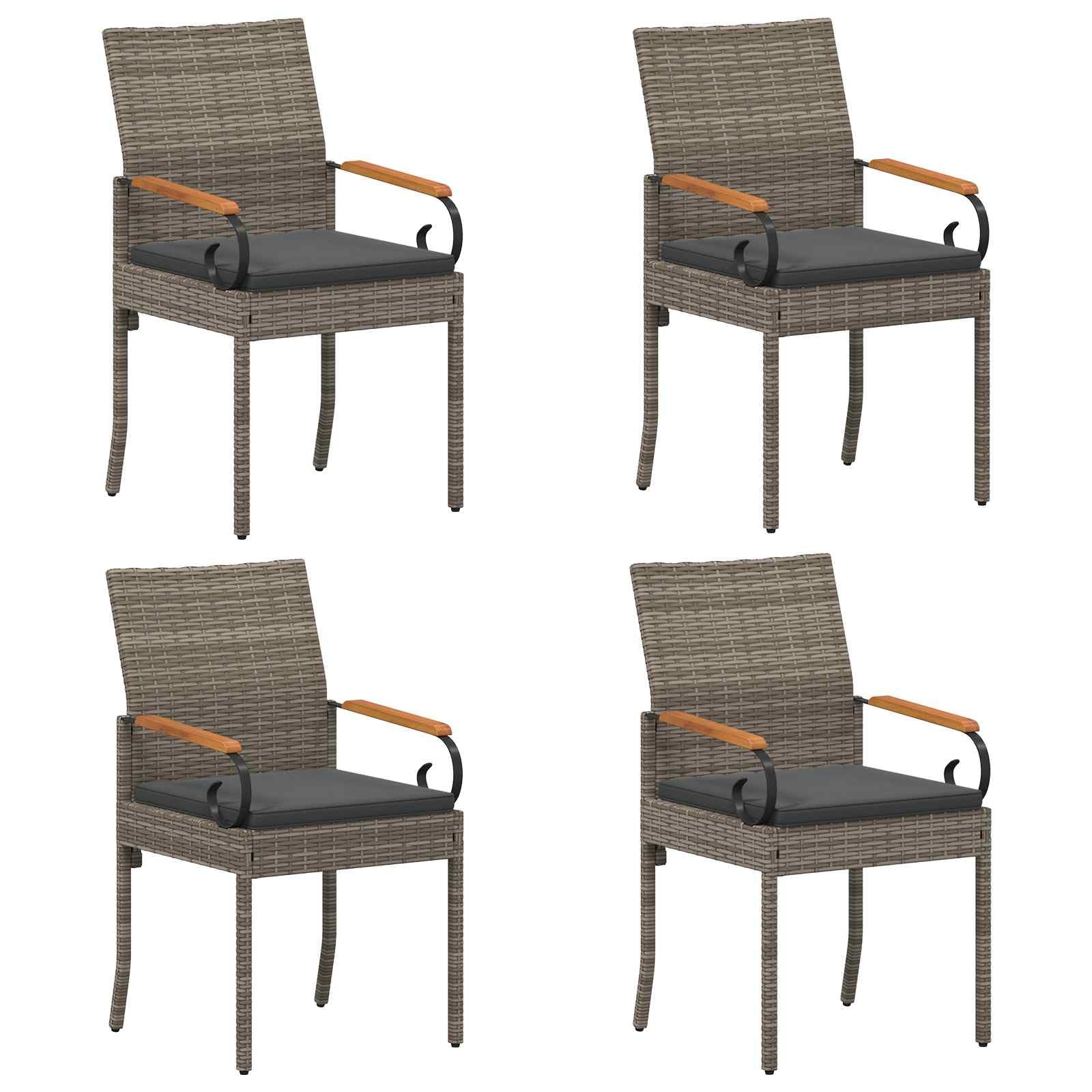 Chaise de jardin en rotin gris lot de 4 fauteuils de terrasse design
