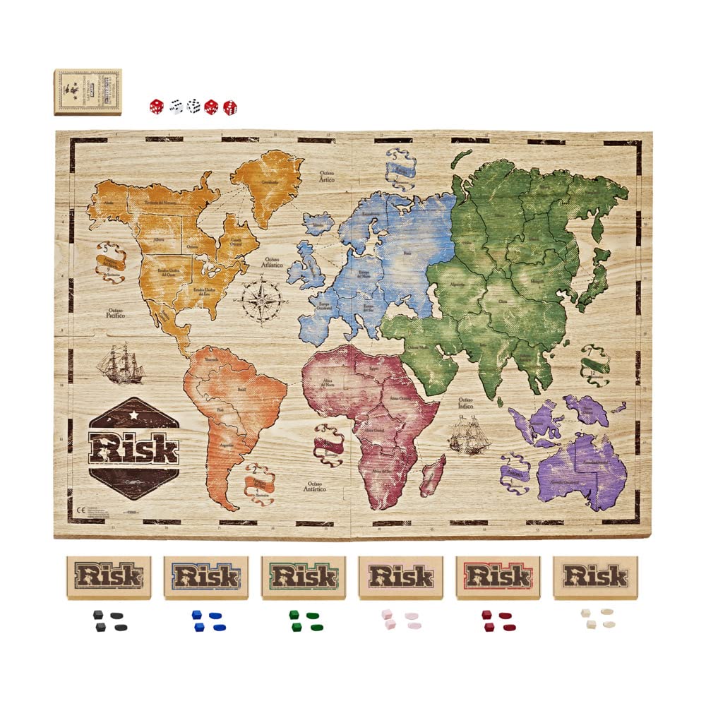 Hasbro CA-TV-1469 Gaming Juego Risk Rustic Series Edition, Juego de Mesa para familias, Niños y niñas, De 2 a 5 Jugadores, Multicolor