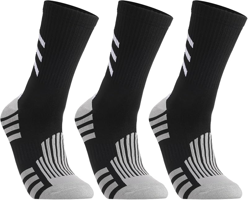 3 Pairs Compression Athletic Crew Socks for Men Women | Cycling Hiking Basketball Work