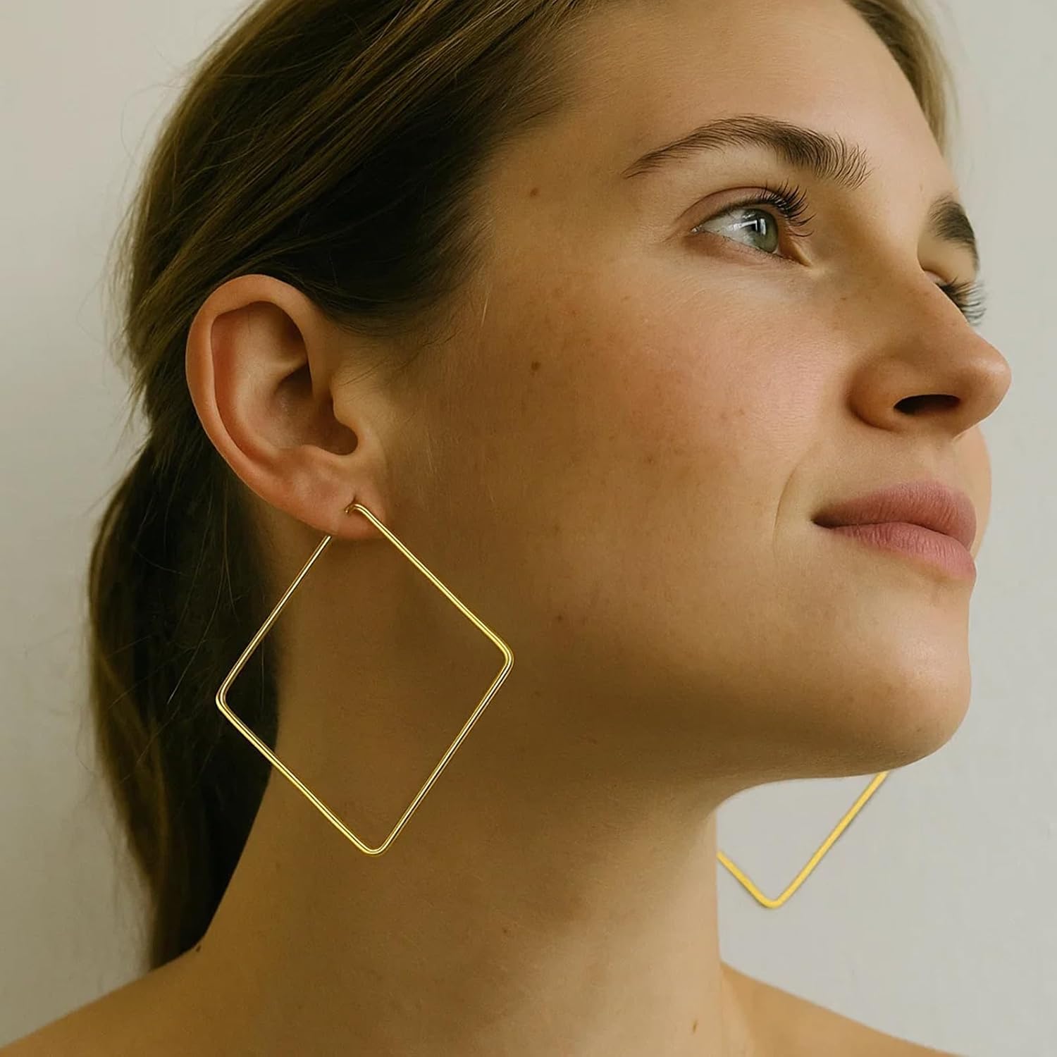 Hoop Earrings for Women - 18K Gold Plated Copper Minimalist Jewelry, Hypoallergenic Lightweight Design Fashion Statement Accessories for Daily Wear & Gifts - Image 6