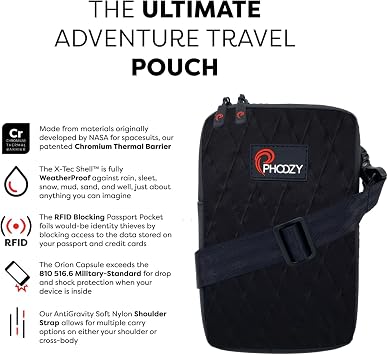 PHOOZY Orion Thermal Phone Pouch with NASA Insulation Technology - Insulated Case for Cold Weather Extends Battery Life 4X - Sauna Protector for Heat and Extreme Conditions - Black