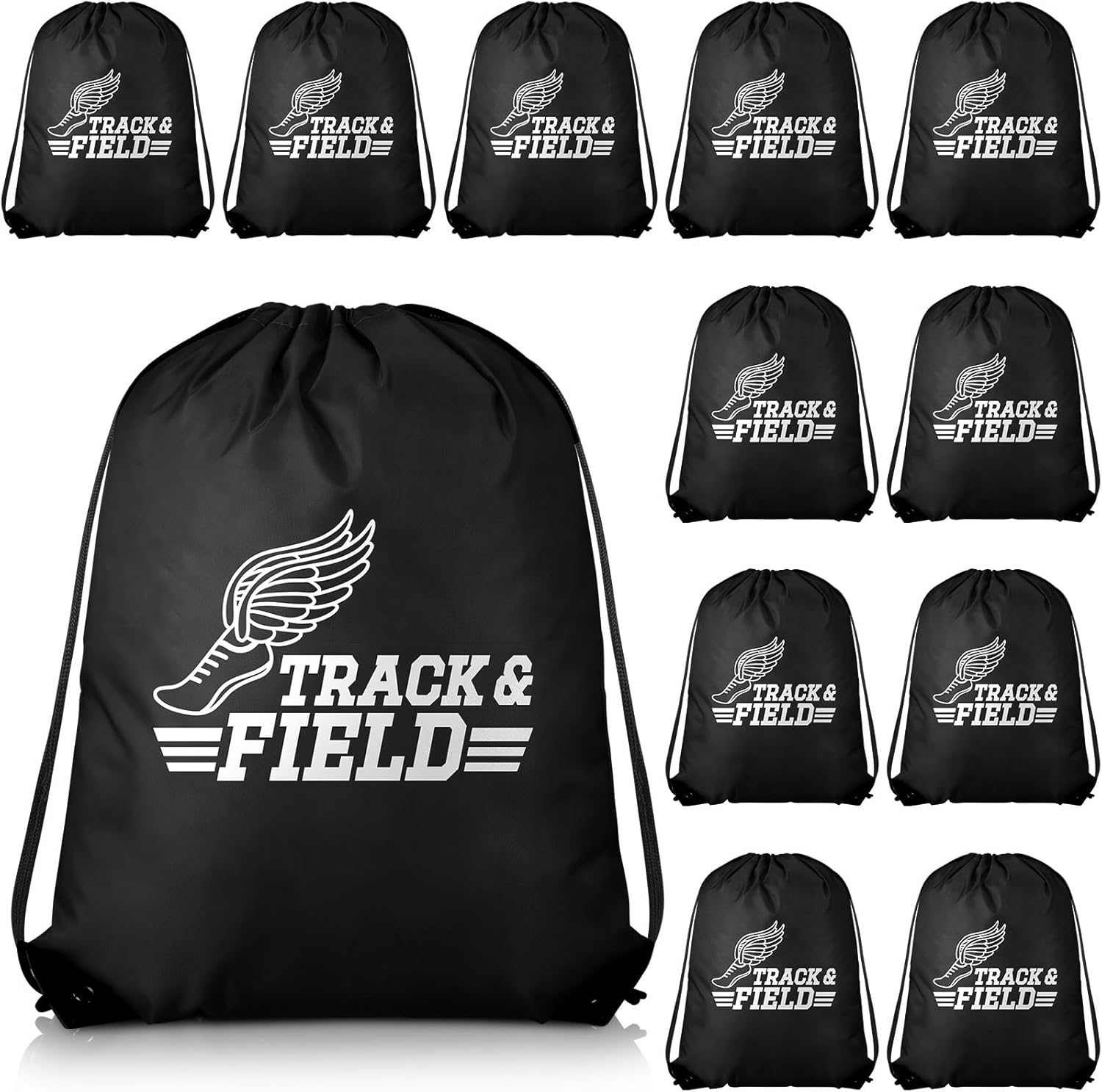 12 Pcs Track and Field Drawstring Backpack Running Gifts Bulk for Athlete Runner Sprinter Jogger Sport Accessories for Men Women Track and Field Training Bag