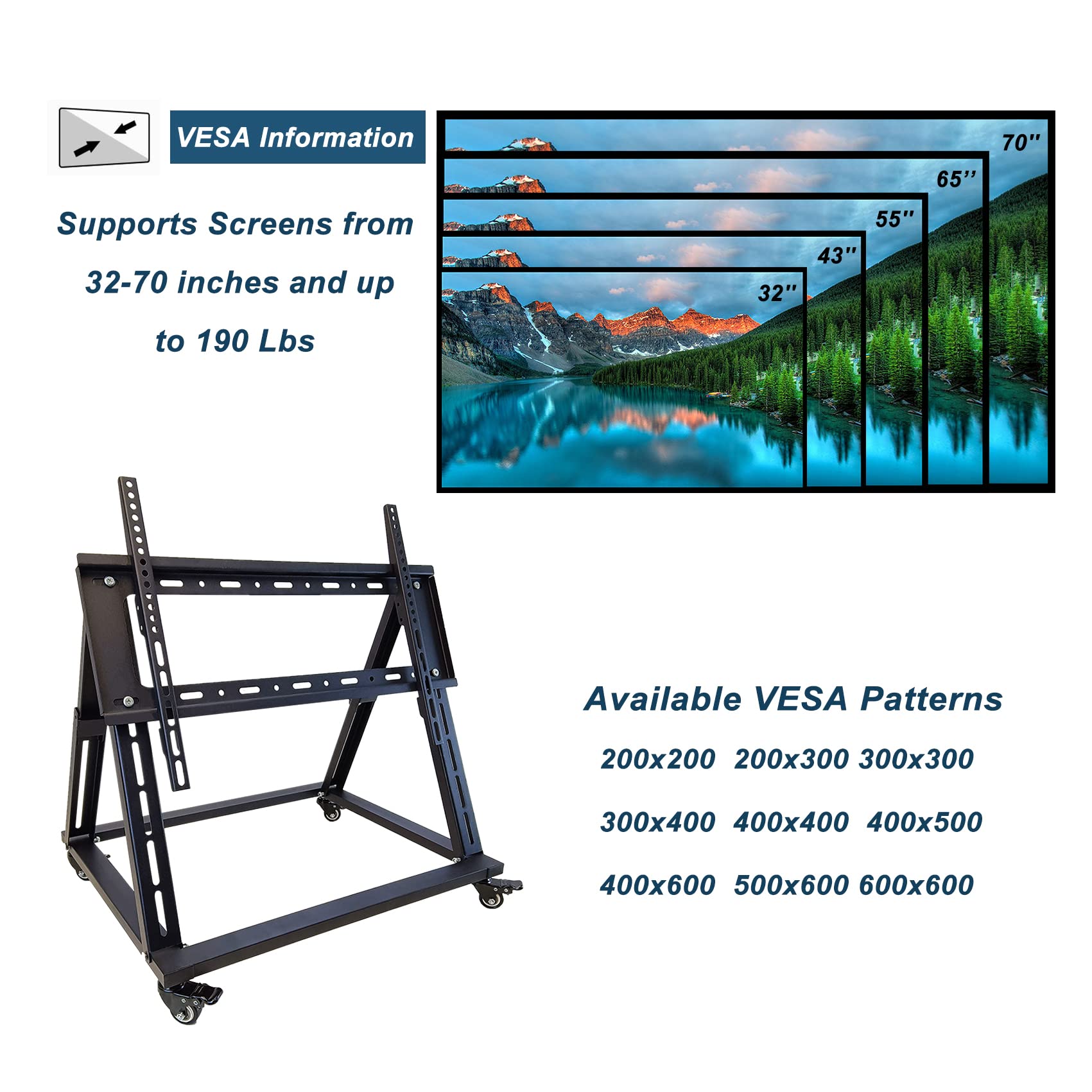 BIGalleons Low Height Mobile TV Stand, Confidence Monitor Stand