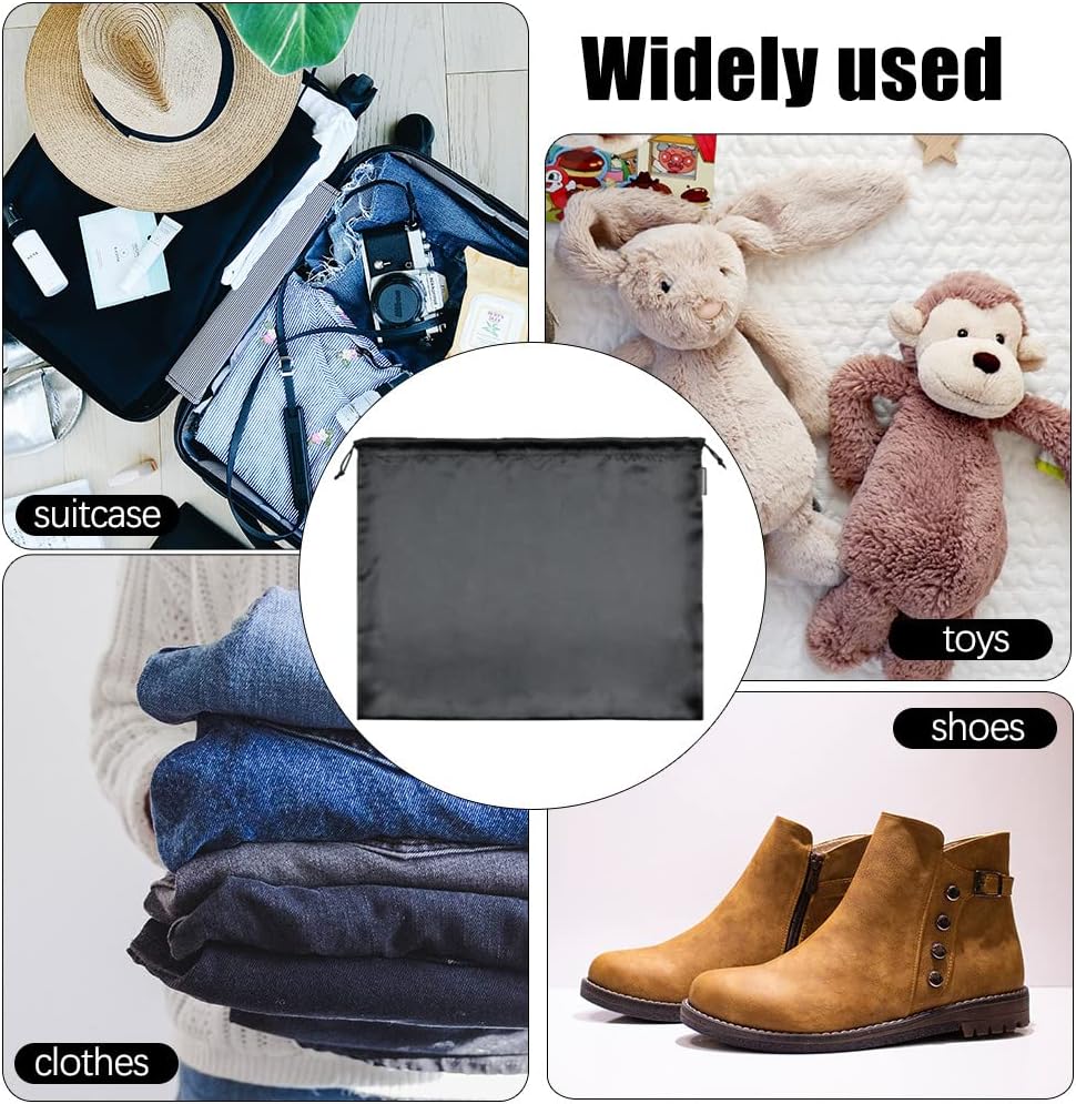 10 Pack Dust Bags for Purses and Handbags, Silk Dust Cover Storage Bag with Drawstring Travel Storage Pouch for Handbag Purse Shoes Boots (Black, 19.6 × 15.7 in) - Image 4