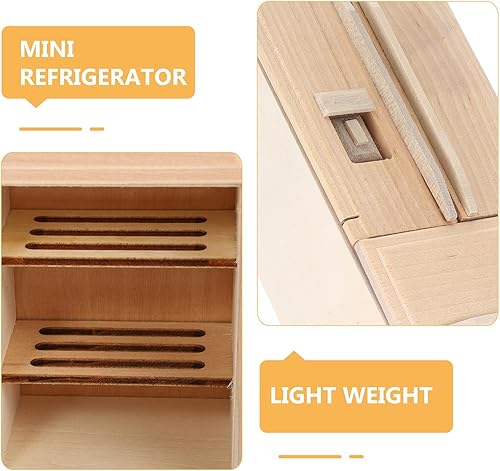 Miniatura 8 de BESPORTBLE Miniature Wooden Dollhouse Fridge Unpainted Mini Fridge Model for Dollhouse Kitchen Scene Decoration Refrigerator Furniture Accessory
