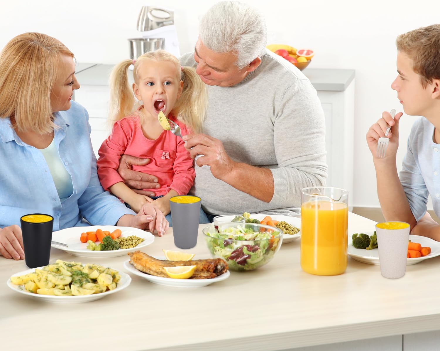 greenandlife Premium Wheat Straw Cups 20 oz Set of 8 Alternative to Plastic Cups Reusable Unbreakable Drinking Cup Dishwasher Safe Water Glasses Tumblers, Grey and Black - Image 7