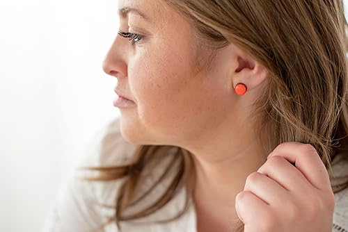 Miniatura 8 de Stud Earrings, Lady bug, Black Spots 10 mm, Round Studs for Women Girls Handmade, Stainless Steel Posts for Sensitive Ears, Color Dot