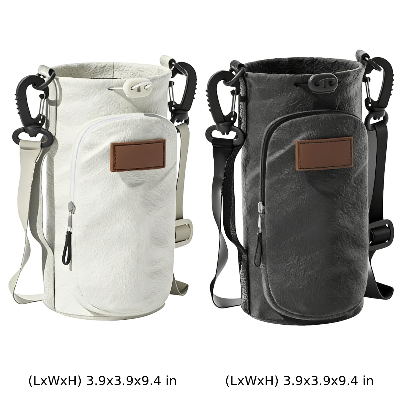 2 STK. Wasserflaschen-Tasche, Crossbody-Halter mit Fach, Verstellbarer Trageriemen, isolierter Flaschenträger mit Kordelzugverschluss, 24 cm, Handyfach für Reisen, Wandern und Outdoor