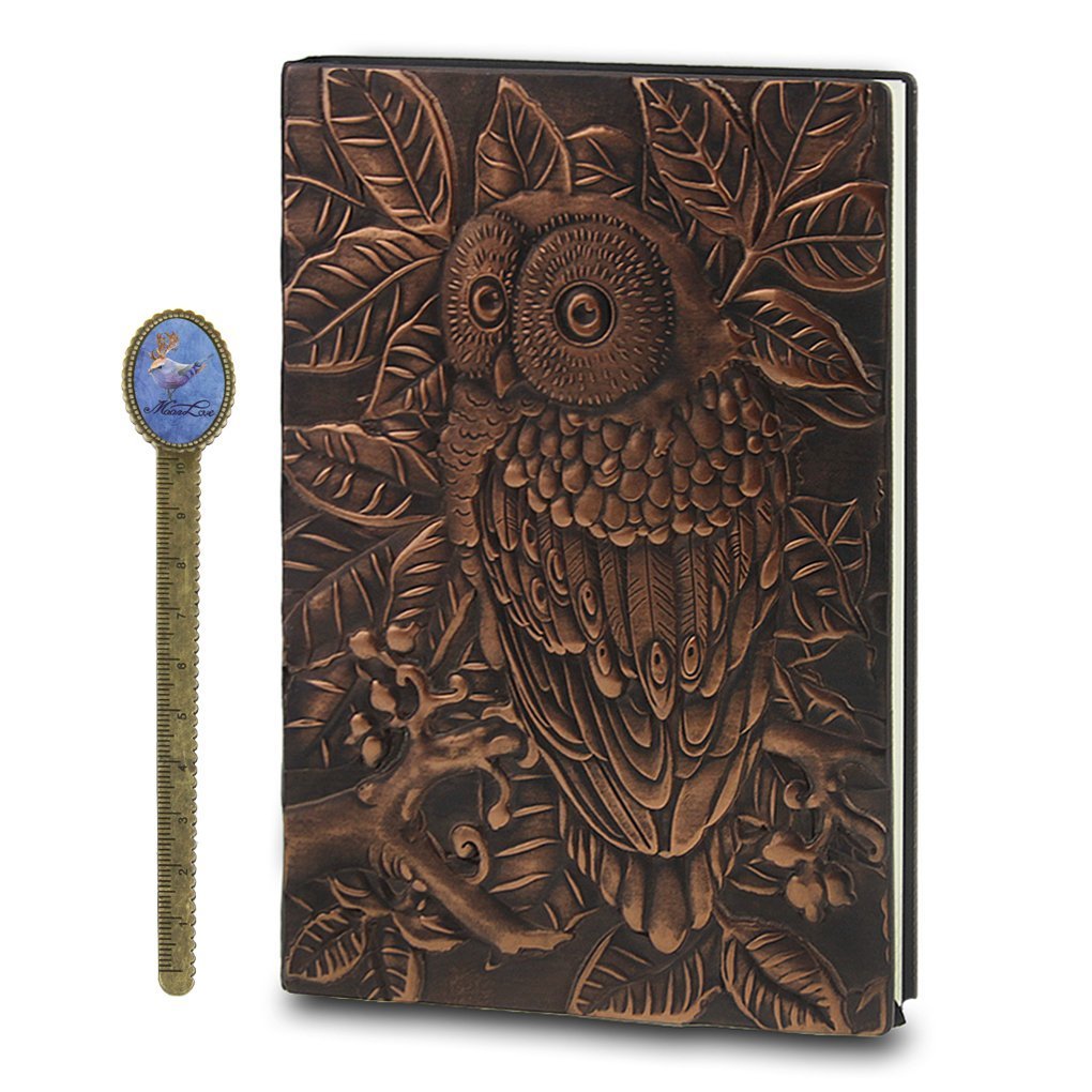 El Cuaderno de la Muerte, Búho de Piel sintética con Relieve Bronce, tamaño A5