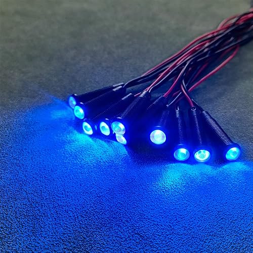 Miniatura 57 de 10pcs 0.236 in impermeable con cable LED indicador luz AC/DC 12-24V (azul)